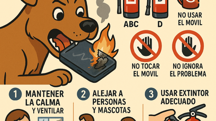 Mi perro mordió mi móvil y empezó a arder: descubre el extintor adecuado