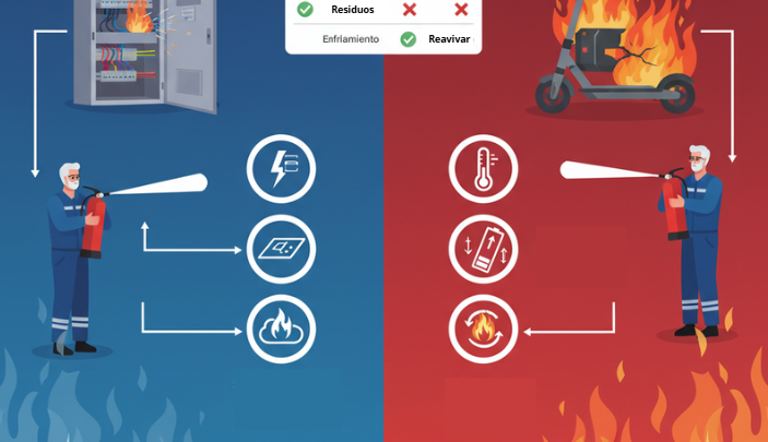 ¿Por qué el extintor de CO2 es ideal para cuadros eléctricos pero no para patinetes eléctricos?