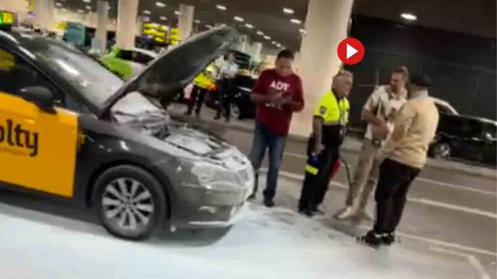 Falla de extintores en el Aeropuerto de Barcelona-El Prat tras incendio de taxi
