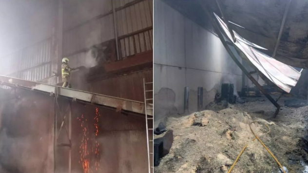 Grave incendio en un aserradero de Brión: importantes daños en la nave principal