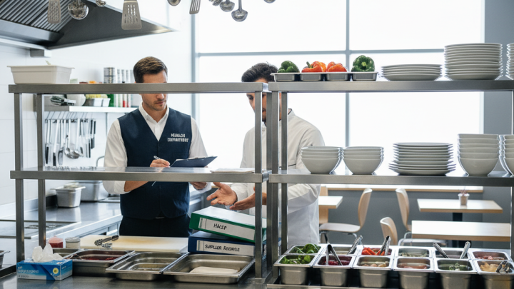 Una inspección de sanidad en un restaurante