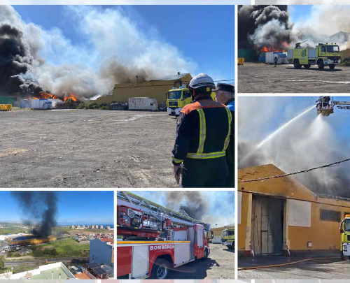 Incendio en Telde: colapso del techo y muros de una nave industrial